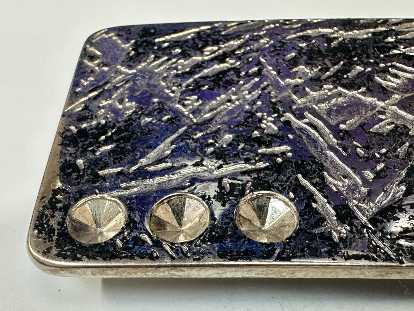 Unknown to me! Faux Metal shards - space for 3 Rhinestone's Vintage Belt Buckle