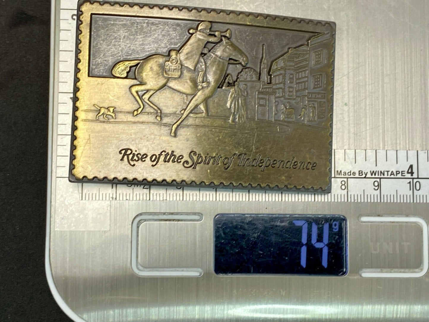 Vintage Cut Out Stamp Rise Of The Spirit Of Independence Horse Rider Belt Buckle