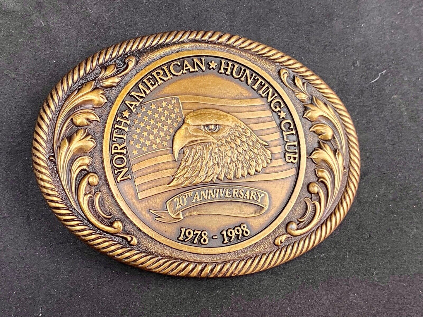 Vintage 1998 North American hunting club 20th anniversary belt buckle
