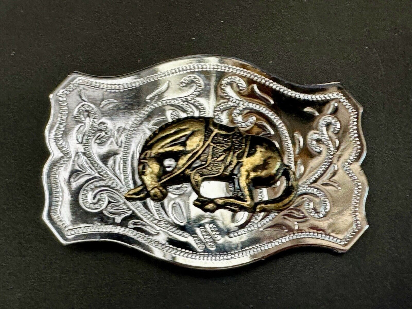 Two Tone Bucking Bronc Bronco Saddle Horse Rodeo vintage belt buckle