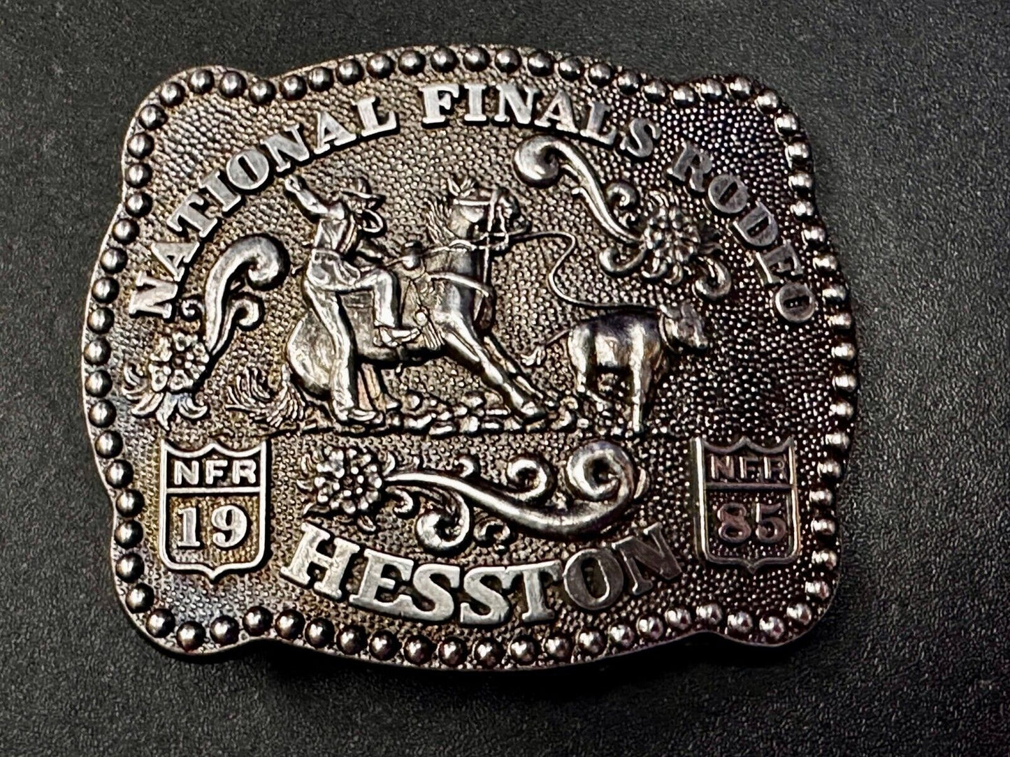 1985 Hesston NFR National Finals Rodeo YOUTH SIZE Western Collectors Belt Buckle