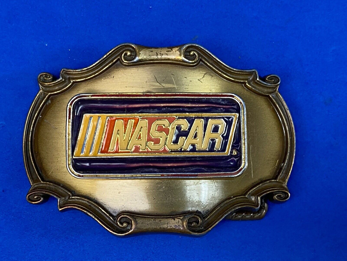 Vintage 70'S Nascar Western Framed Belt Buckle By Raintree - Ultimate Fan Gift!