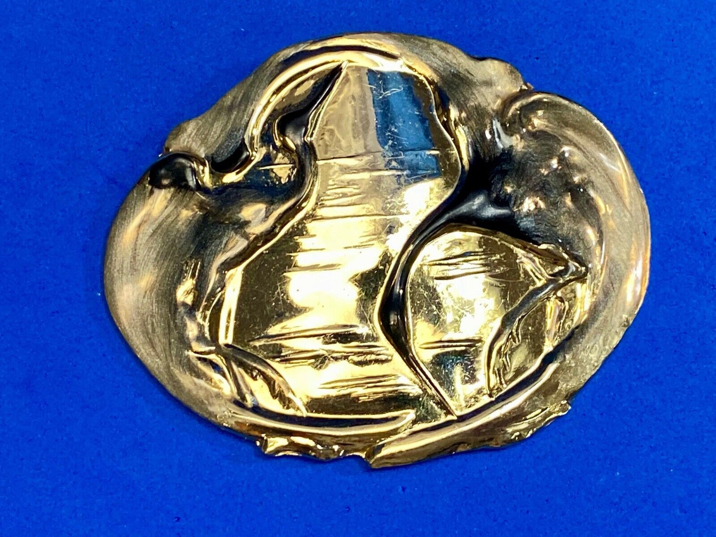 Art Nouveau Charmant Duck Figure Enamel Asian Chinoiserie Crane Belt Buckle