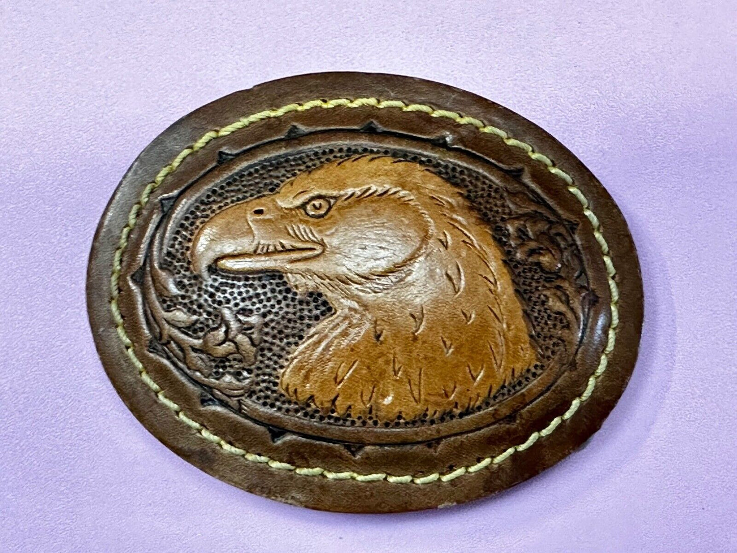 Artisan American Bald Eagle Vintage Mixed Leather Belt Buckle