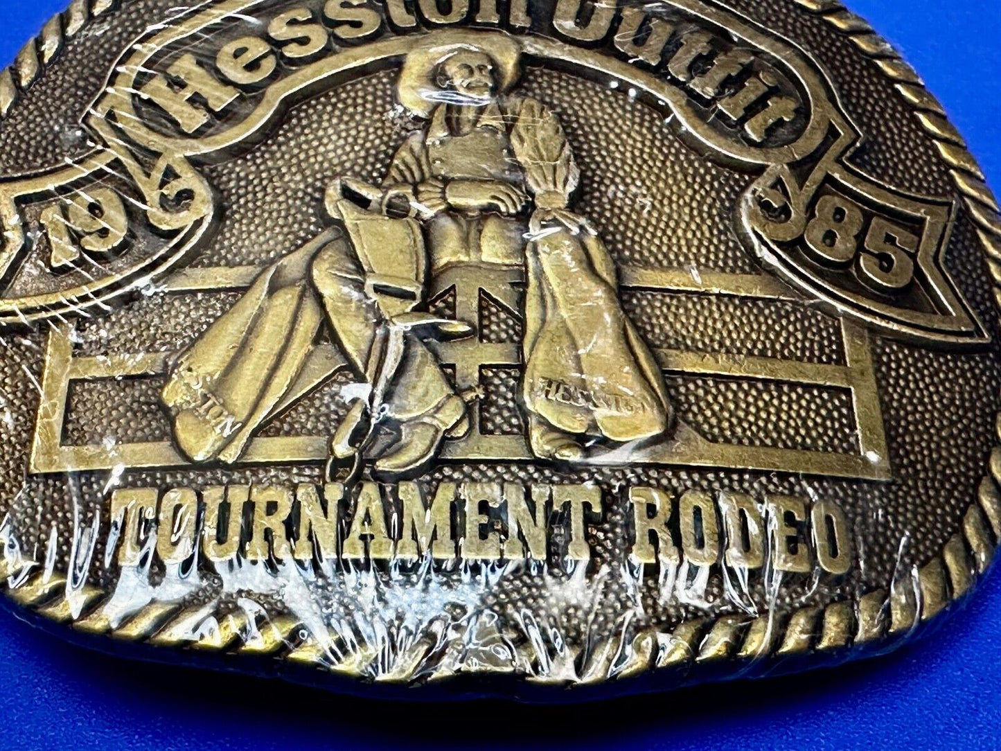 1985 Hesston Outlet Tournament RODEO NFR Vintage Commemorative NOS Belt Buckle