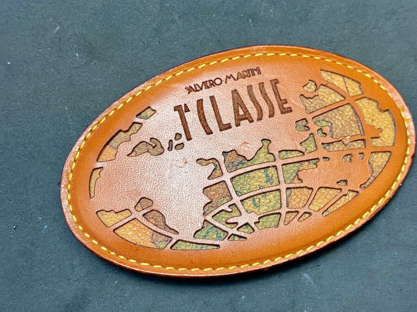 TILASSE Alviero Martini Leather Oval Snake Skin inlaid Belt Buckle made in Italy