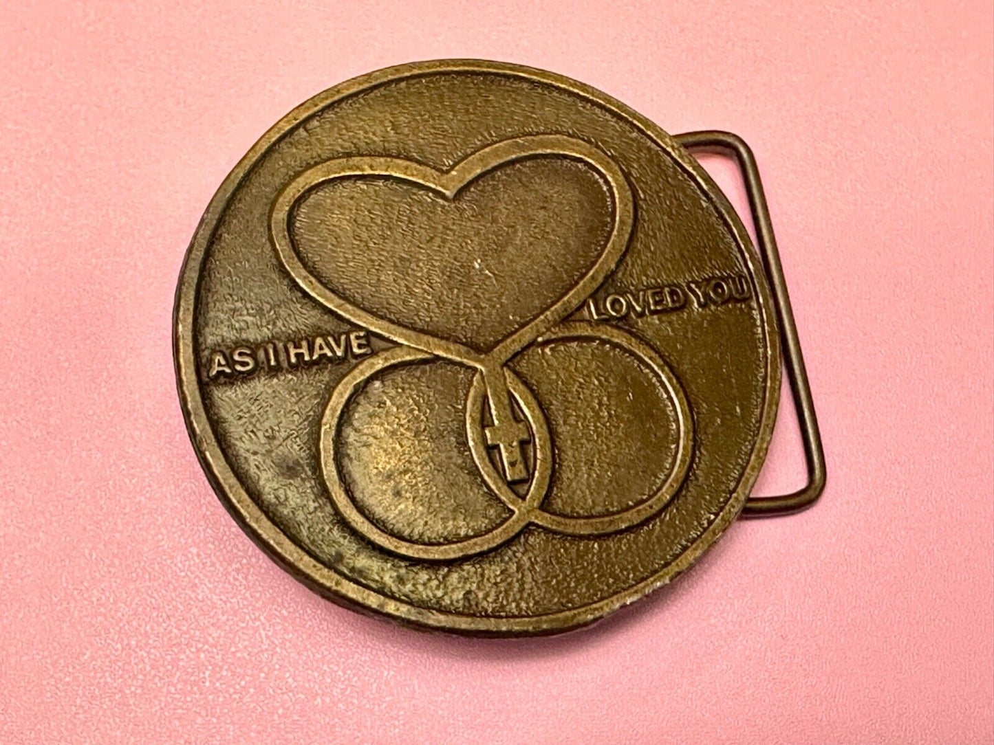 AS I HAVE LOVED YOU Round heart star of David belt buckle