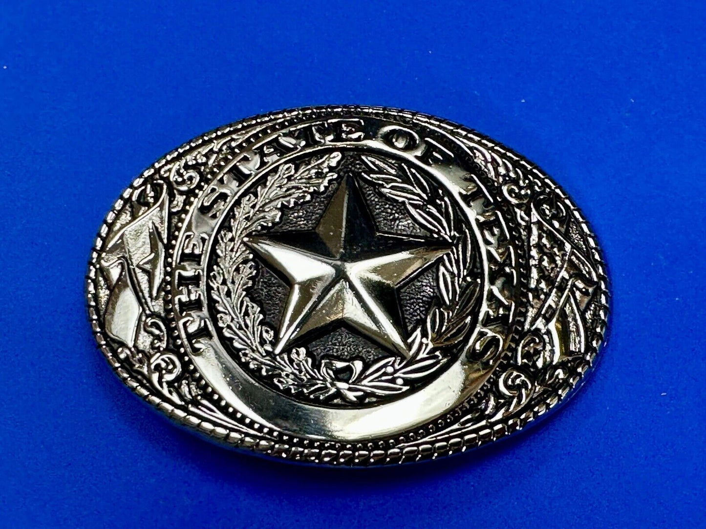 The Great State of Texas - Lone Star Flags seal silver & black color belt buckle