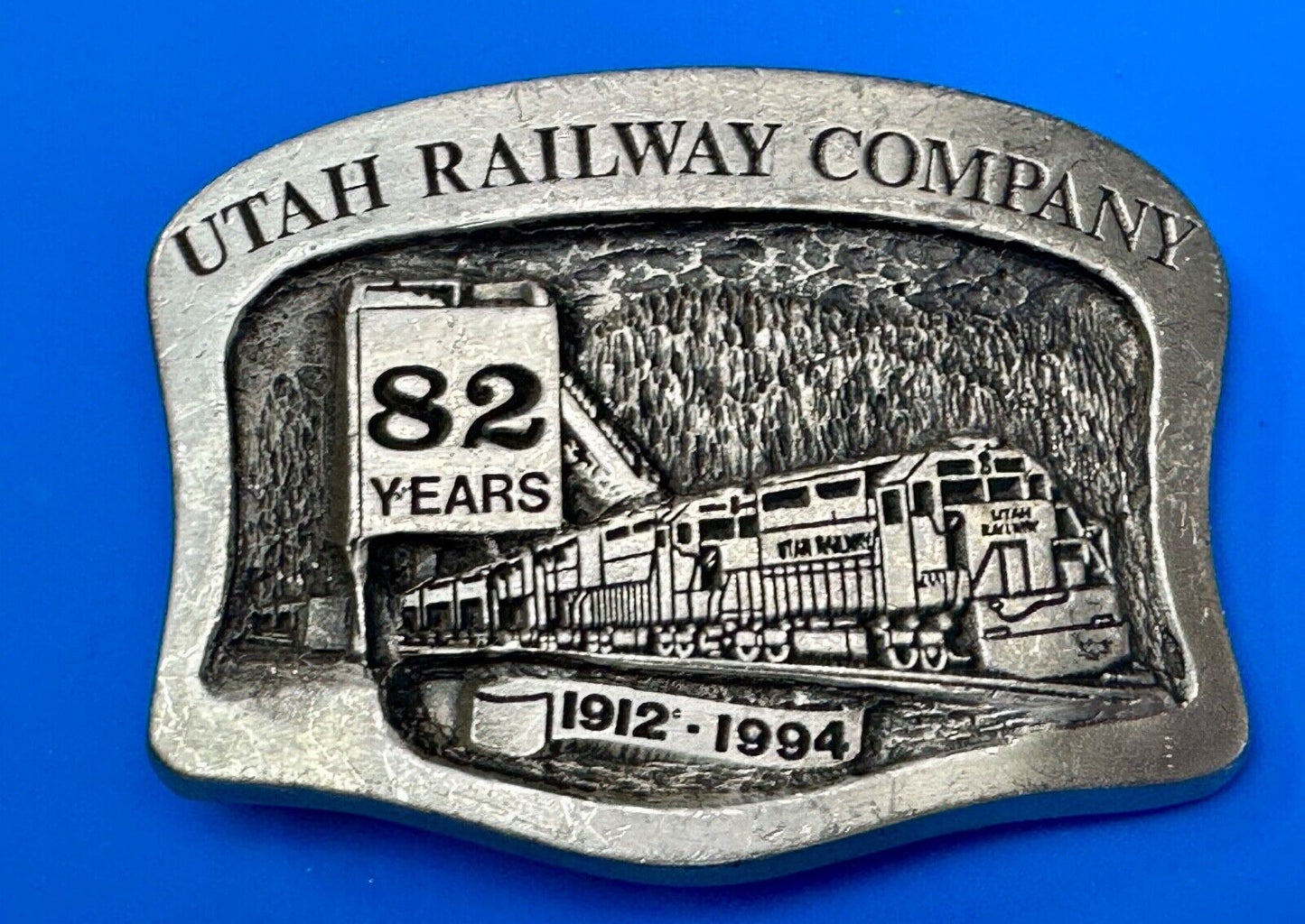 Utah Railway Co Vtg Train Railroad 82 Years - Gary Prazen Sculpture Belt Buckle