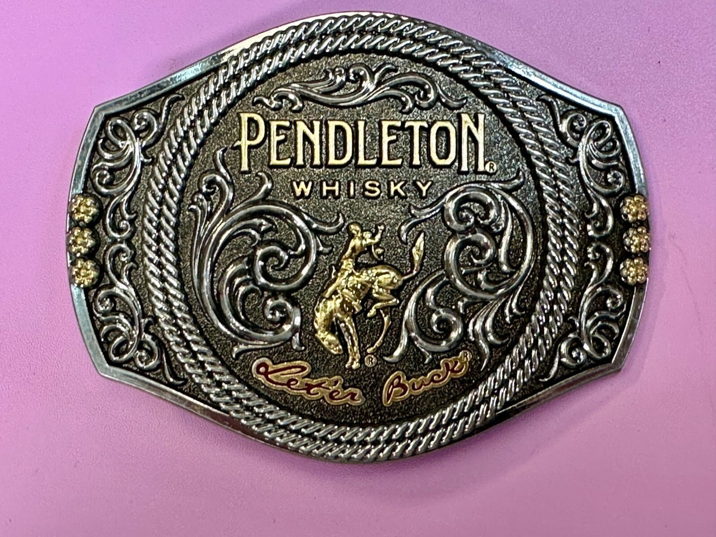 2021 Pendleton Whiskey Let'er Buck Rodeo Cowboy Montana Silversmiths Buck Buckle