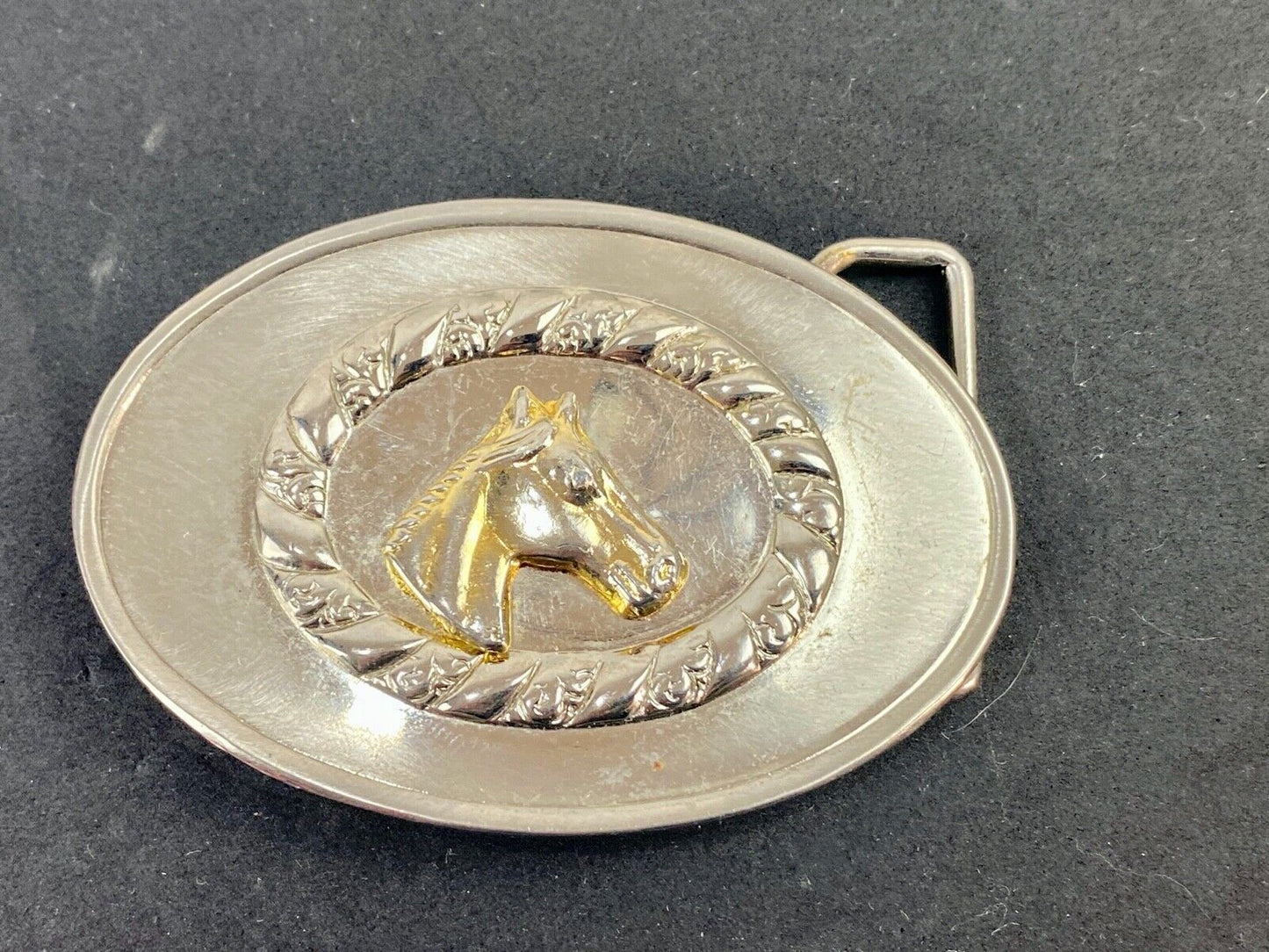 Unique and different horse bust head western cowboy Oval Shape belt buckle