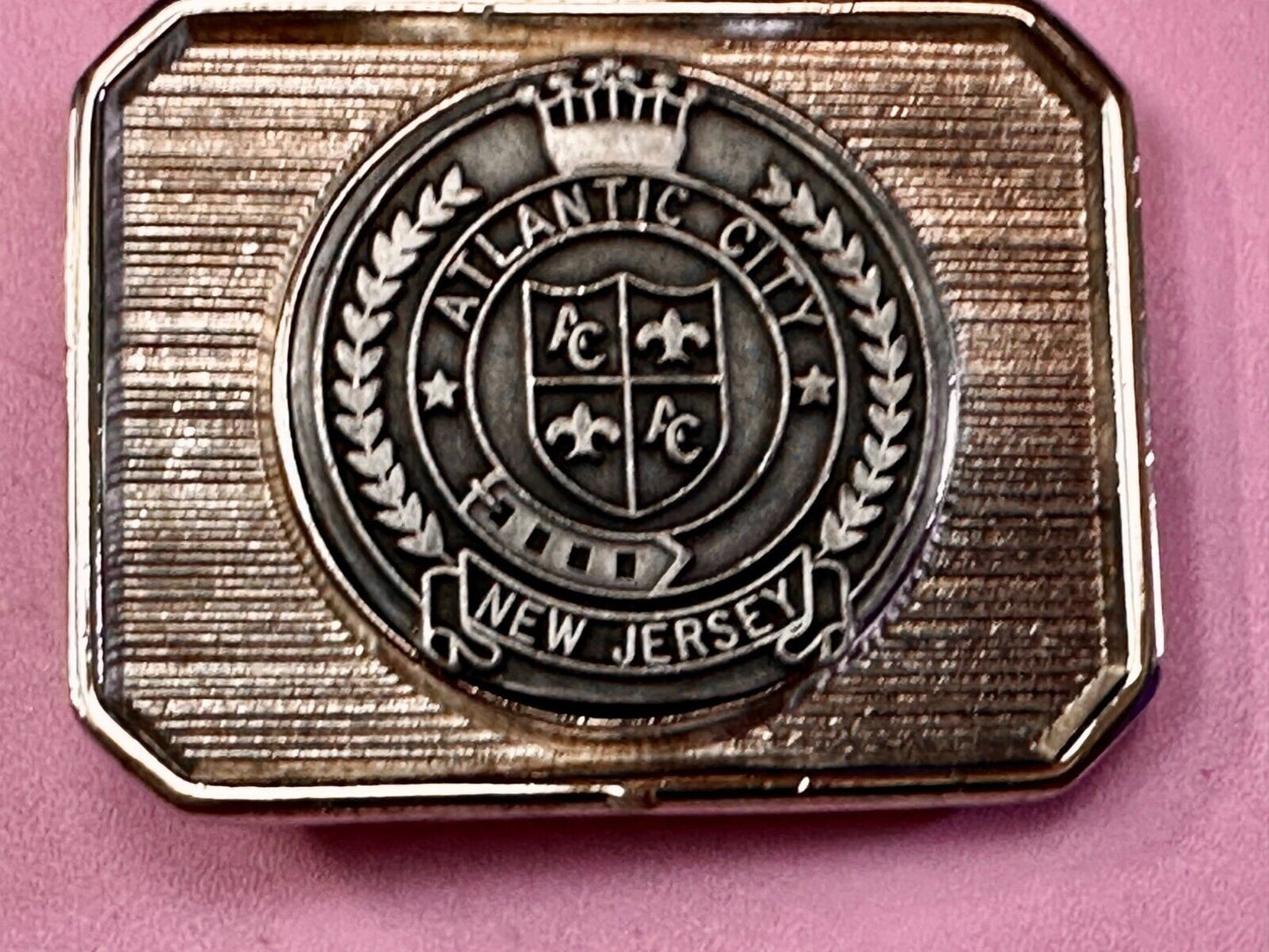 Atlantic City New Jersey State Seal Commemorative Belt Buckle Made in Usa