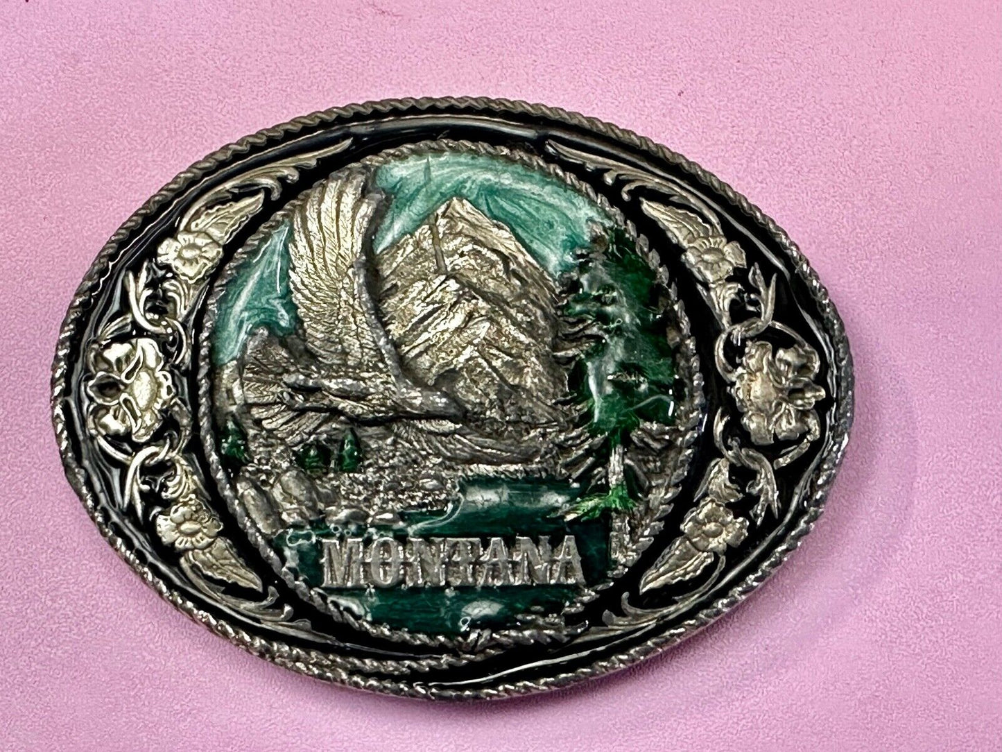 The Great State of Montana Vintage W-5 Siskiyou Eagle Mountain Belt Buckle
