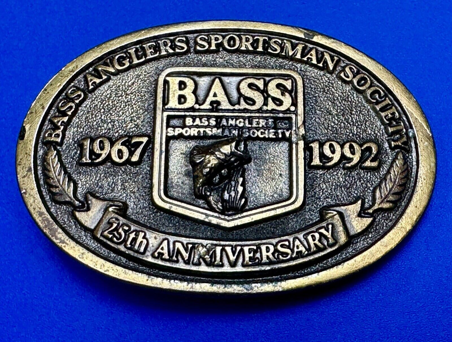 BASS 1992 25 years Bass Anglers Fishing Society commemorative belt buckle