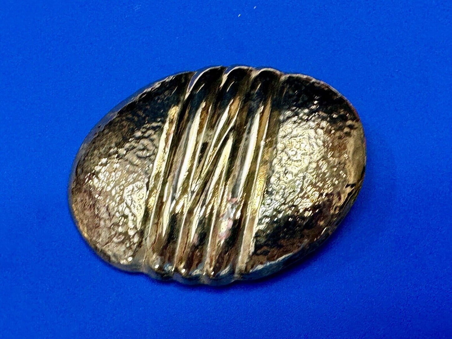 Vintage Chunky Gold Tone Raised belt buckle Scarf Slide Holder marked A