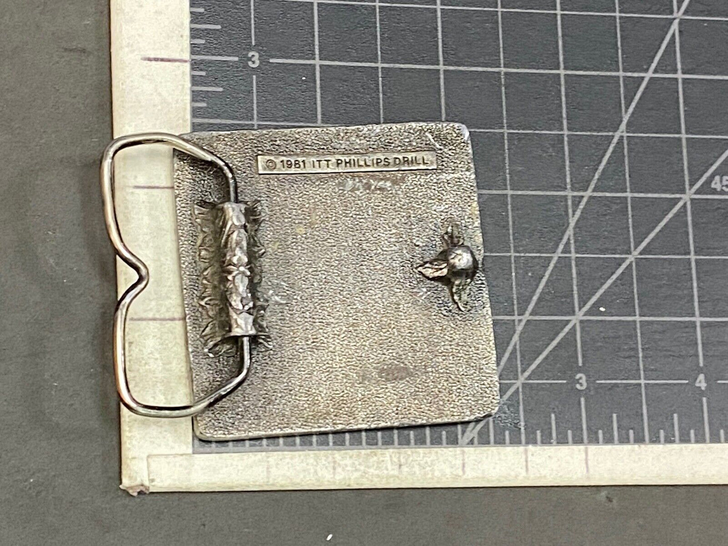 Vintage 1981 I'm A Pronto Person Itt Phillips Drill Tool Equipment Belt Buckle