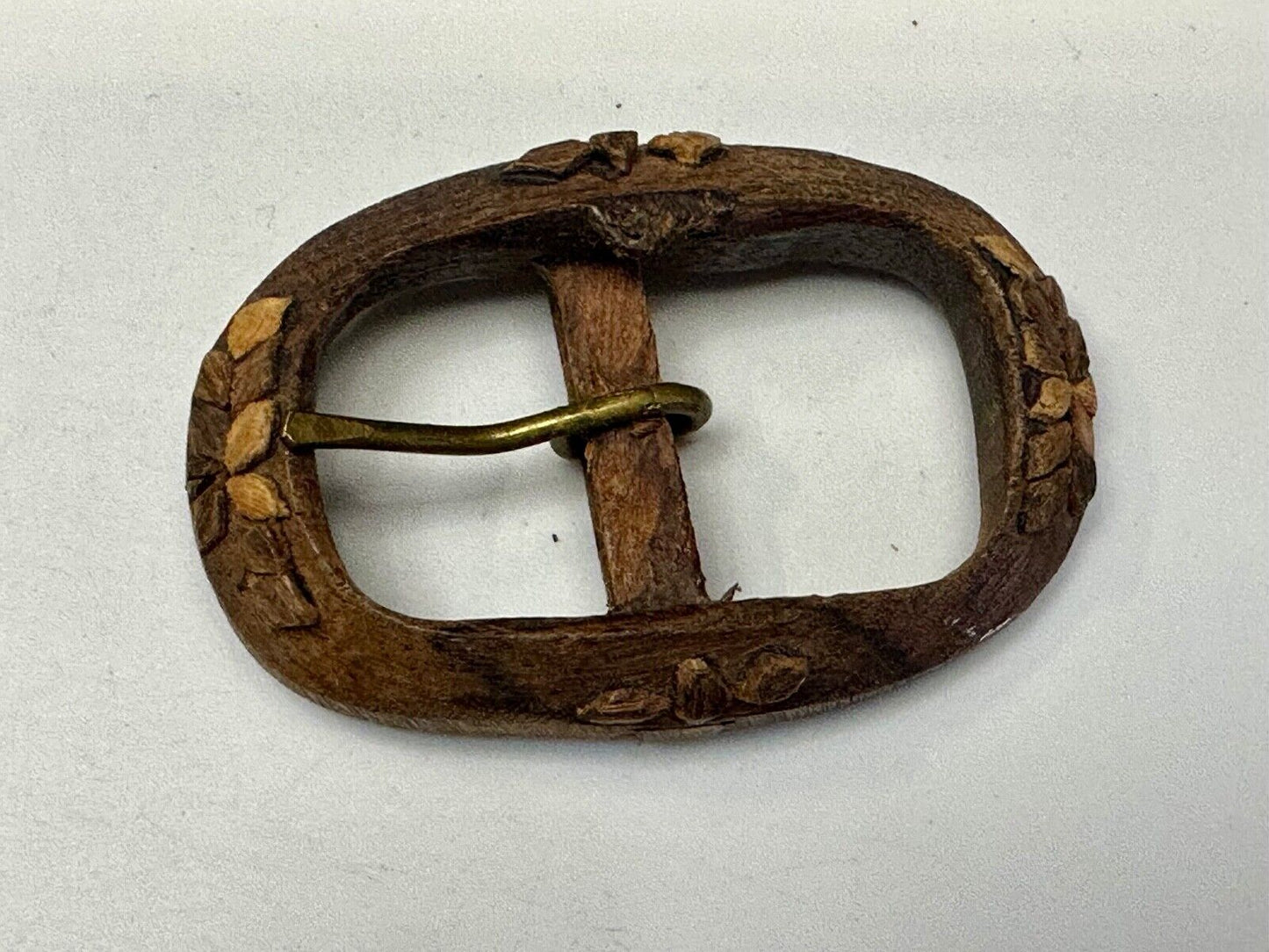 Vintage Artisan Mixed wood inlaid oval center bar quality Belt Buckle