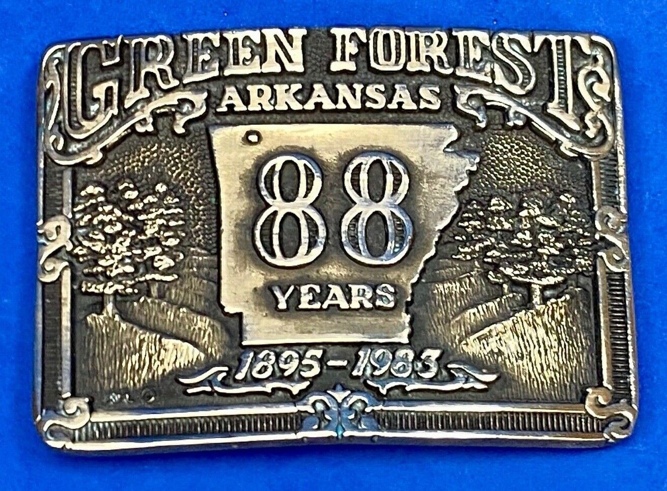 Arkansas green forest 88 year celebration belt buckle limited to 500! by ADM