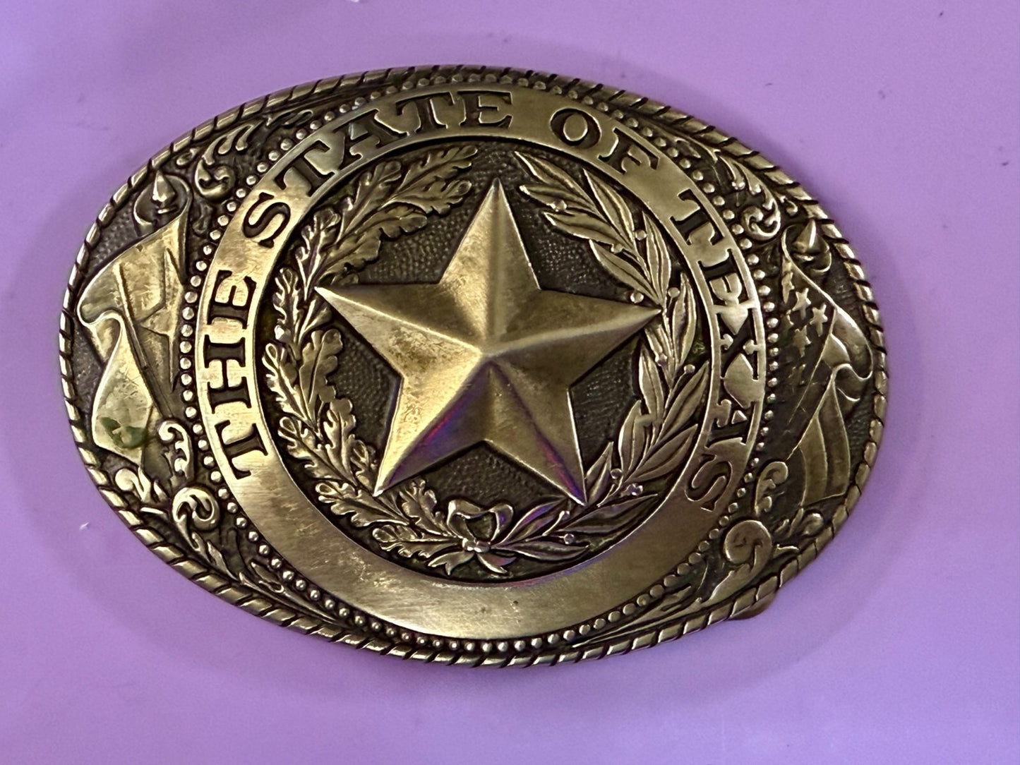 Texas Lone Star State Vintage Statehood Series Solid Brass Tony Lama Belt Buckle
