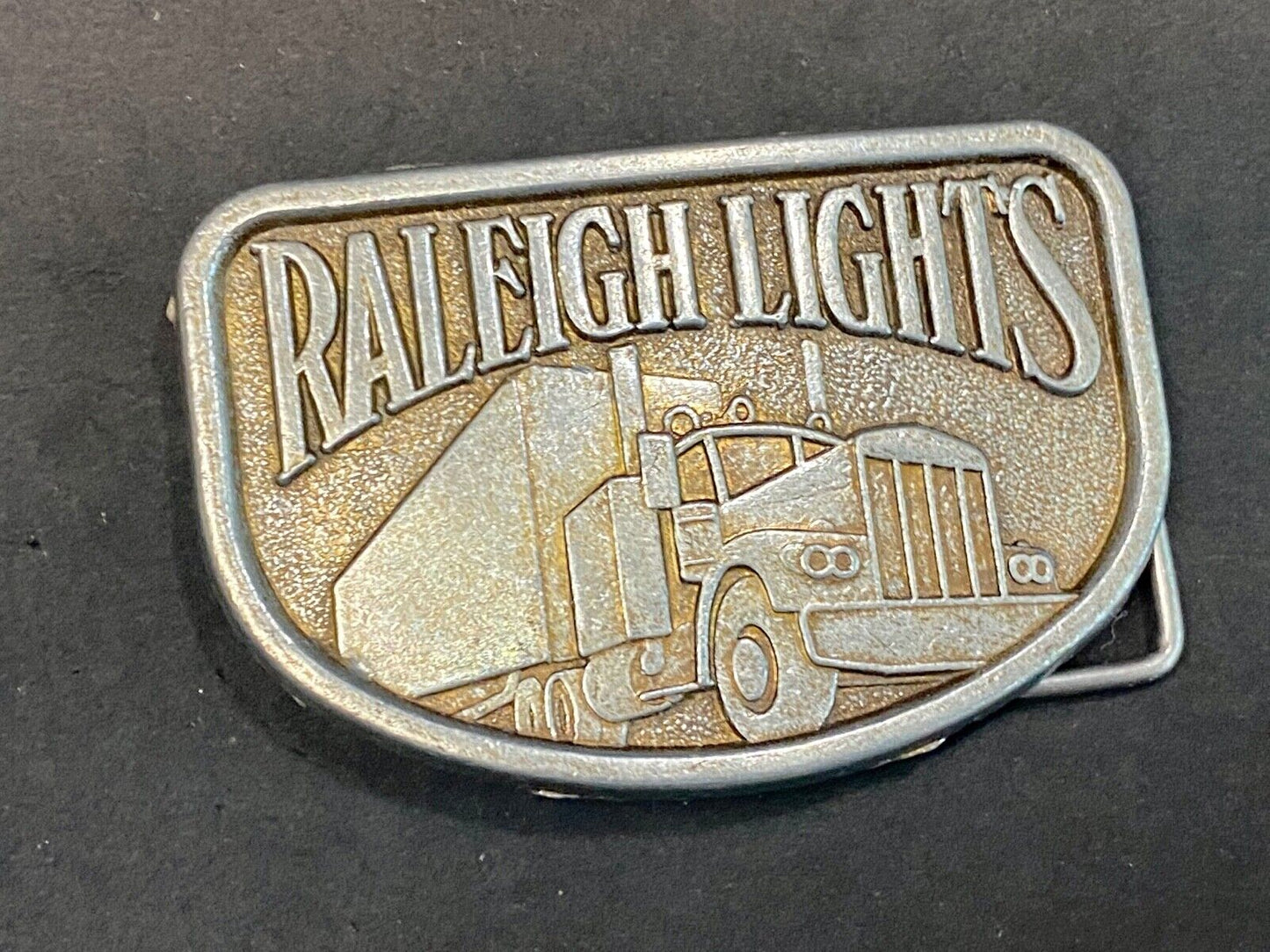 Vintage 1980'S ? Raleigh Lights Belt Buckle Cigarette Advertising Trucker