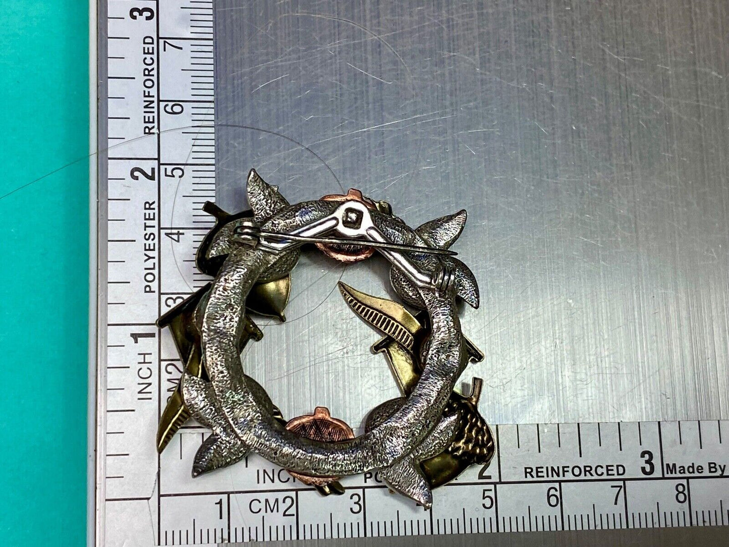 Acorns & Pumpkin Birdhouse Wreath Autumn Fall Theme Brooch Pin Jewelry