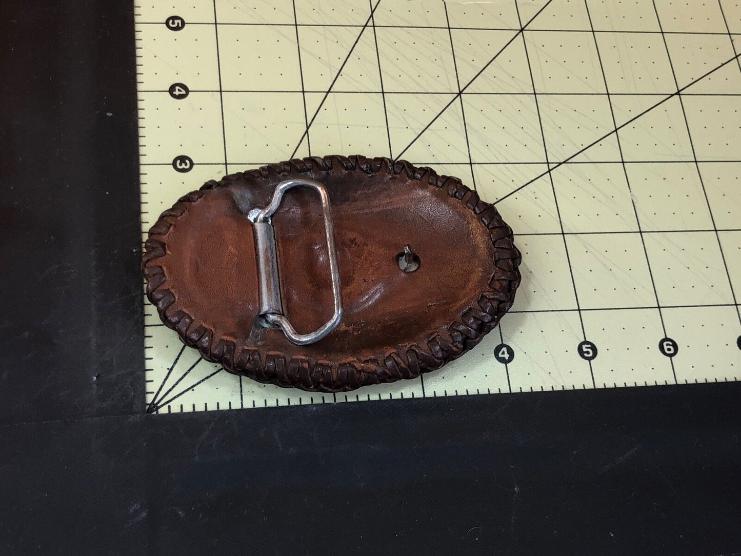 Vintage artisan? KA Initials Leather stitched Belt Buckle
