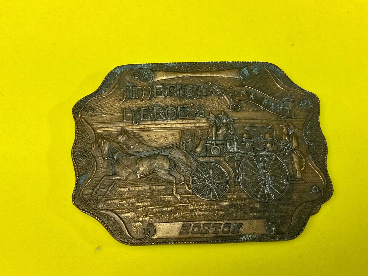 Vintage Bergamot Belt Buckle, America's Hero's Boston Fire Department