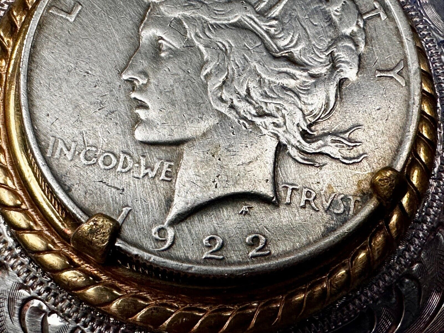 USA Peace Dollar 1922 Liberty Coin Collectors Montana Silversmiths Belt Buckle