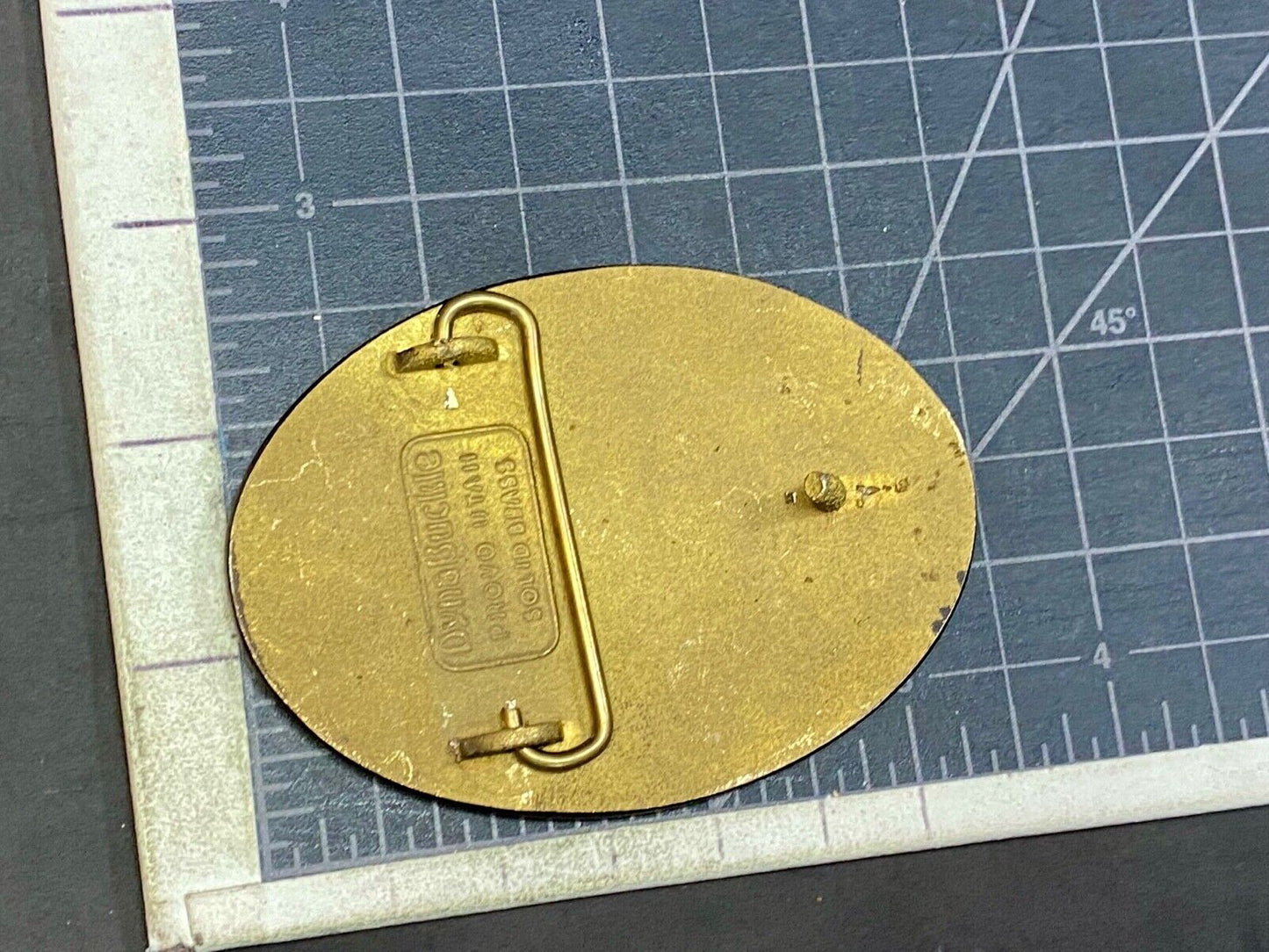 Vintage Auburn Versa Hoe Industrial Services Solid Brass Belt Buckle