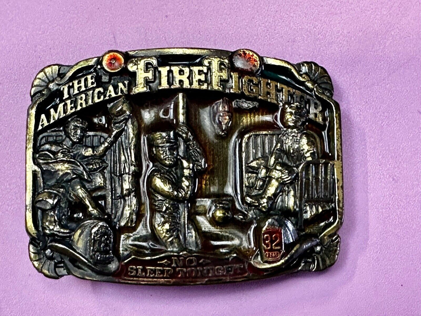 1986 The American Fire Fighter - No Sleep Tonight Vintage Belt Buckle