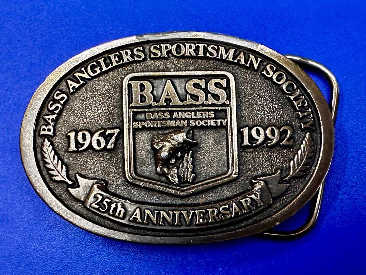 1992 Bass Anglers Sportsman Society Club 25th Anniversary Fishing Belt Buckle