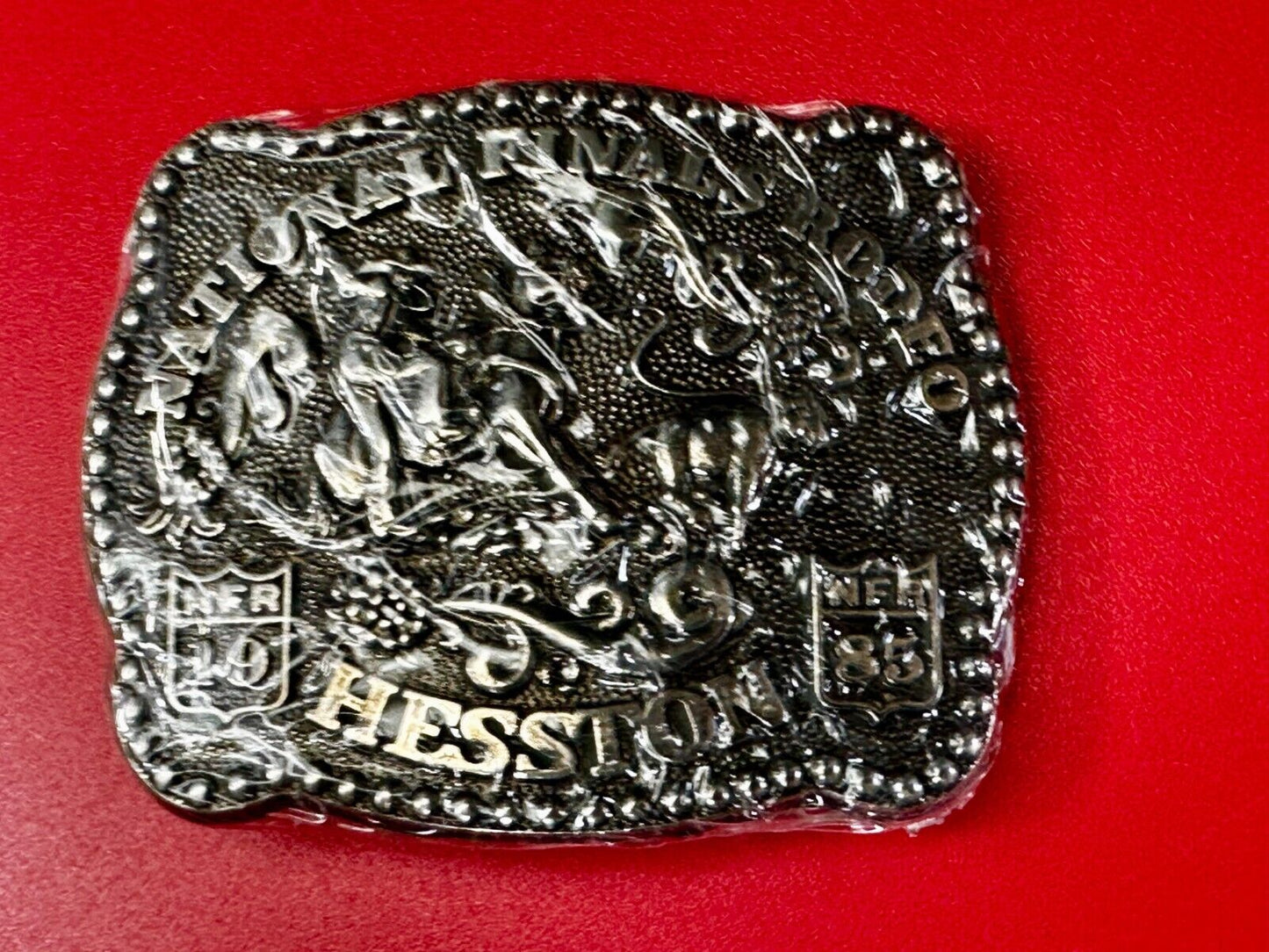 1985 Hesston National Finals Rodeo NFR Cowboys Youth Size NOS Belt Buckle