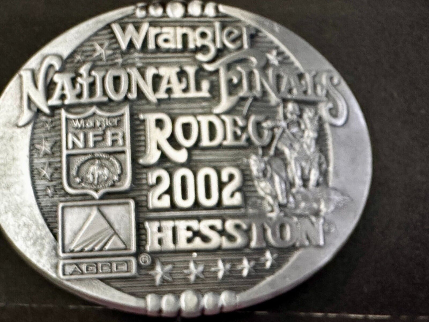 2002 Wrangler Hesston NFR National Finals Rodeo Montana Silversmiths Belt Buckle