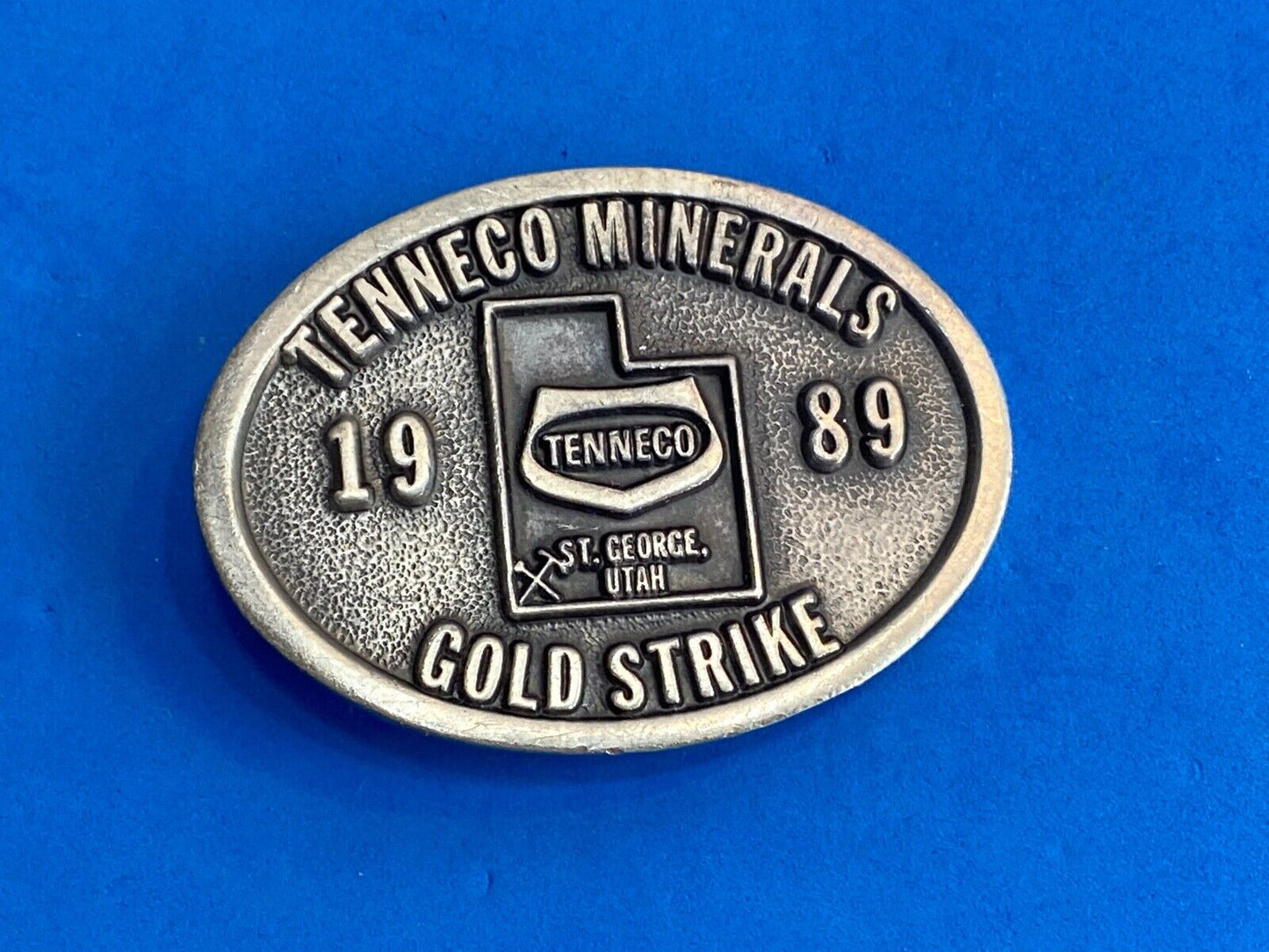 Tenneco Minerals 1989 Gold Strike Belt Buckle - St George Utah