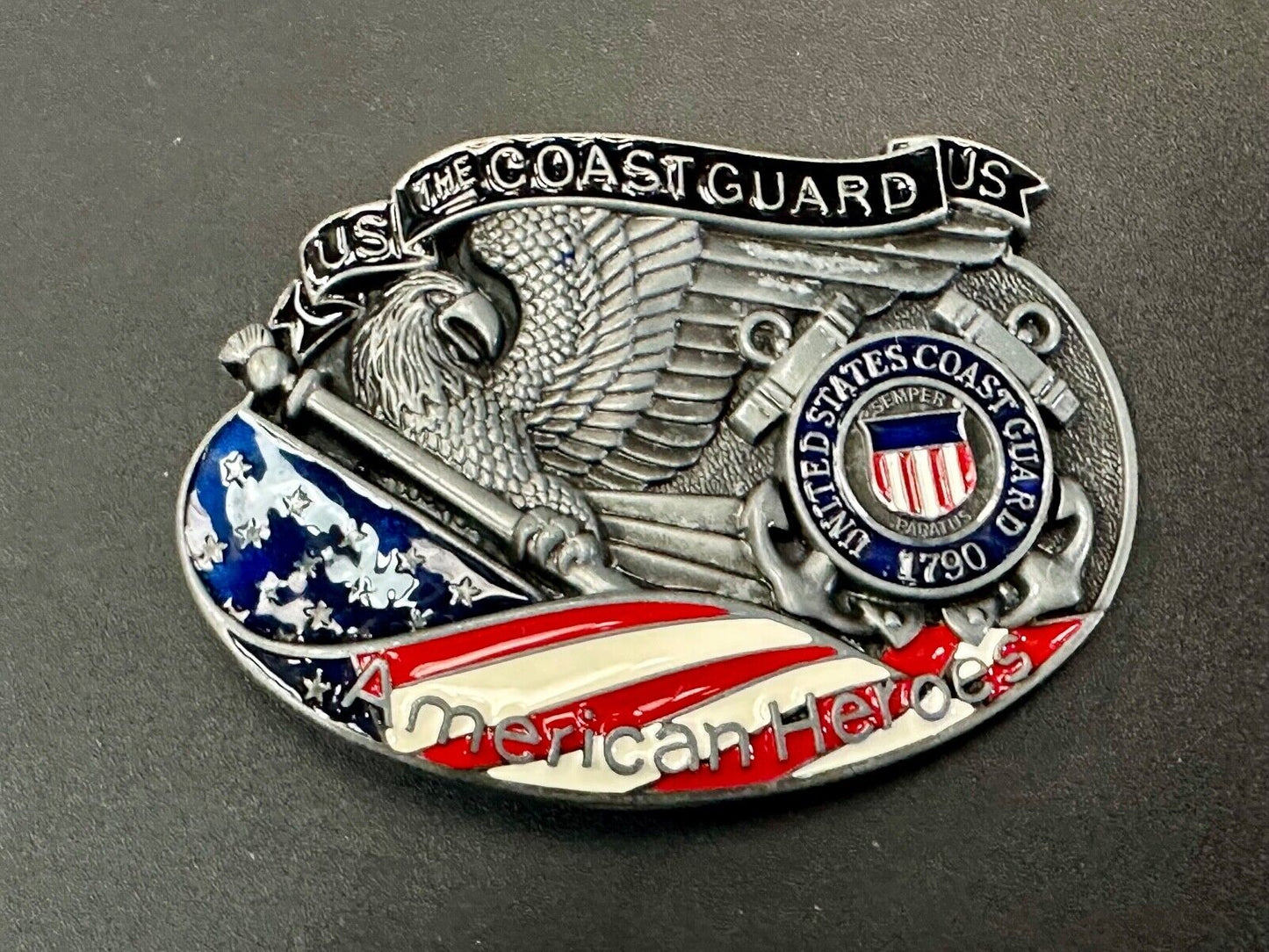 The US Coastguard raised dimensional belt buckle America's Heroes