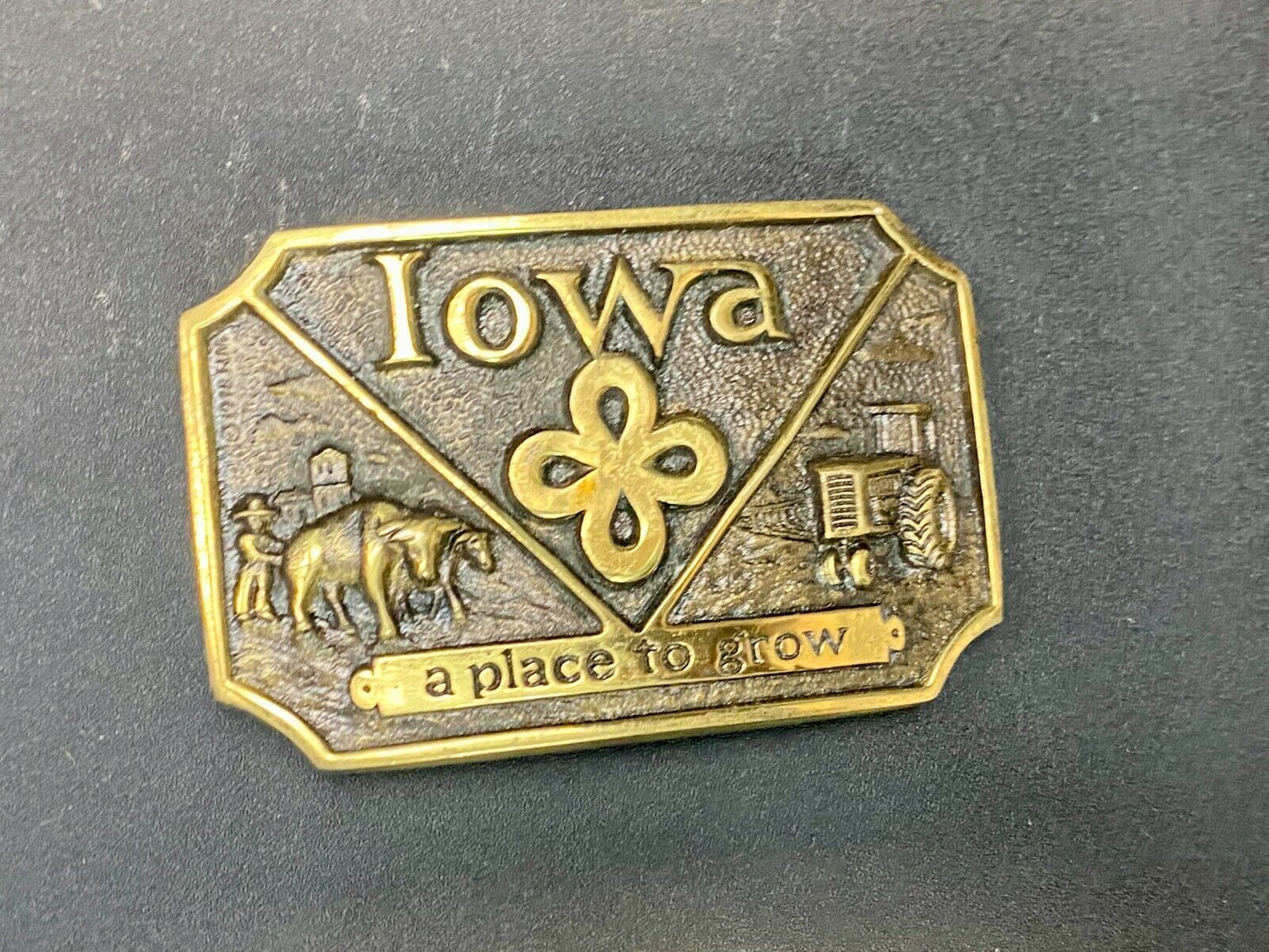 The State Of Iowa, A Place To Grow! Farming Belt Buckle Heritage Mint Ltd