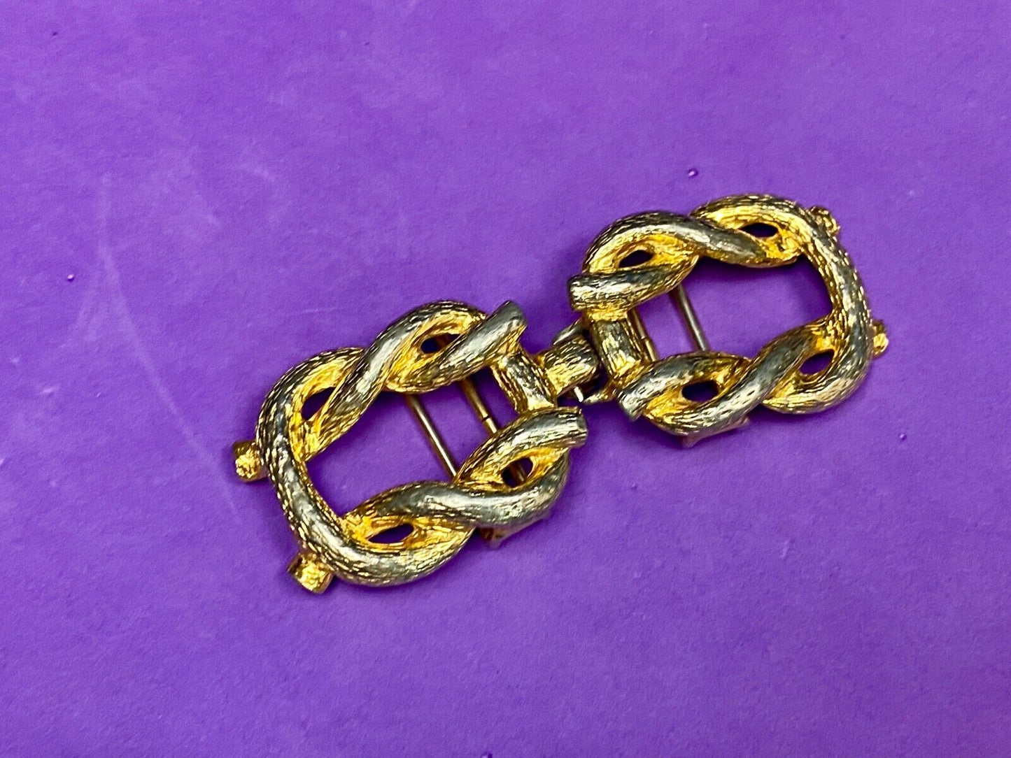 Vintage 70'S Knots - Two Piece Interlocking Belt Buckle Marked Mimi Di N