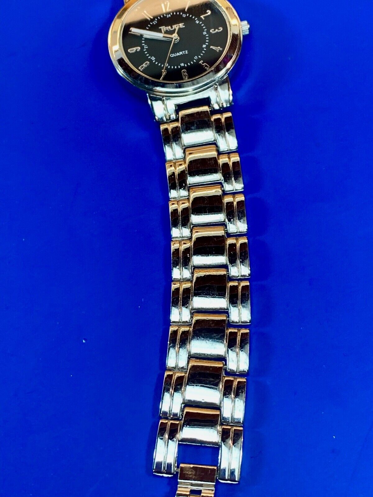Truce Silver Tone Quartz Ladies Watch, Black Face - New Battery Working Well!