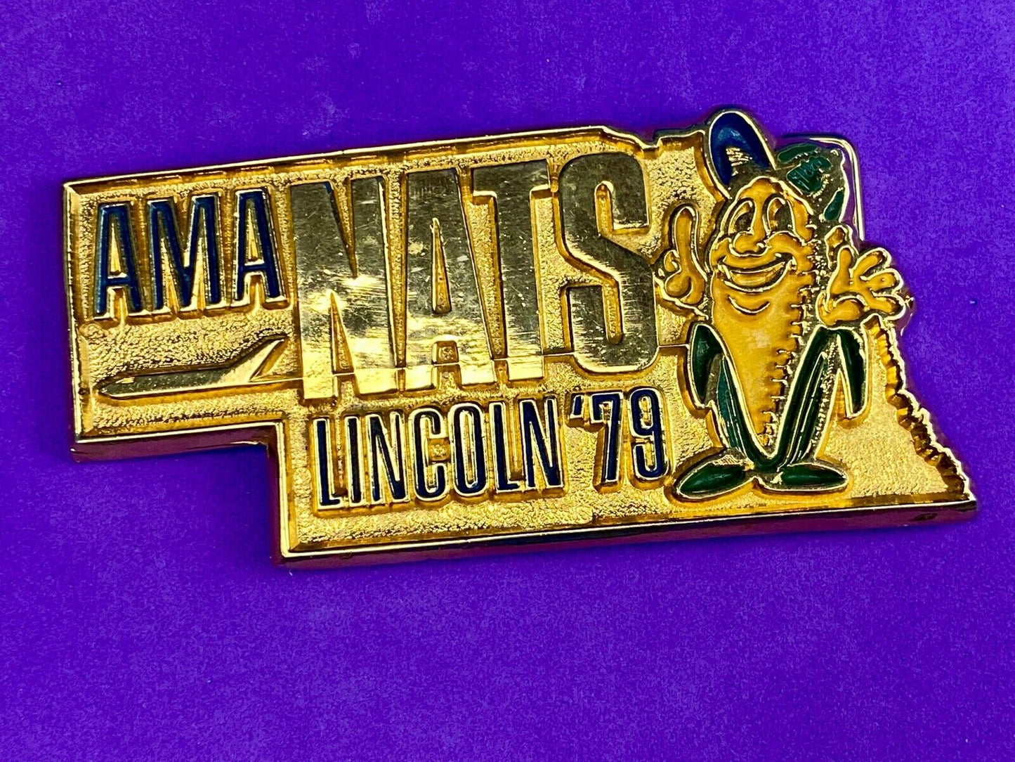 Vintage 1979 National Model Aviation Aeronautics AMA NATS Belt Buckle LINCOLN