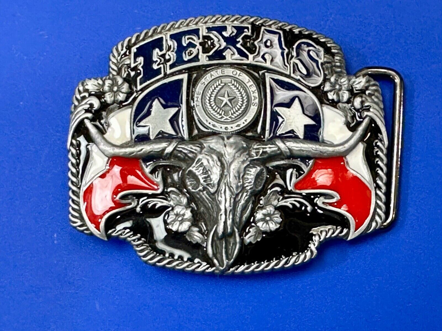Texas longhorn - Raised dimensional everything tx belt buckle - Star Flag Rodeo