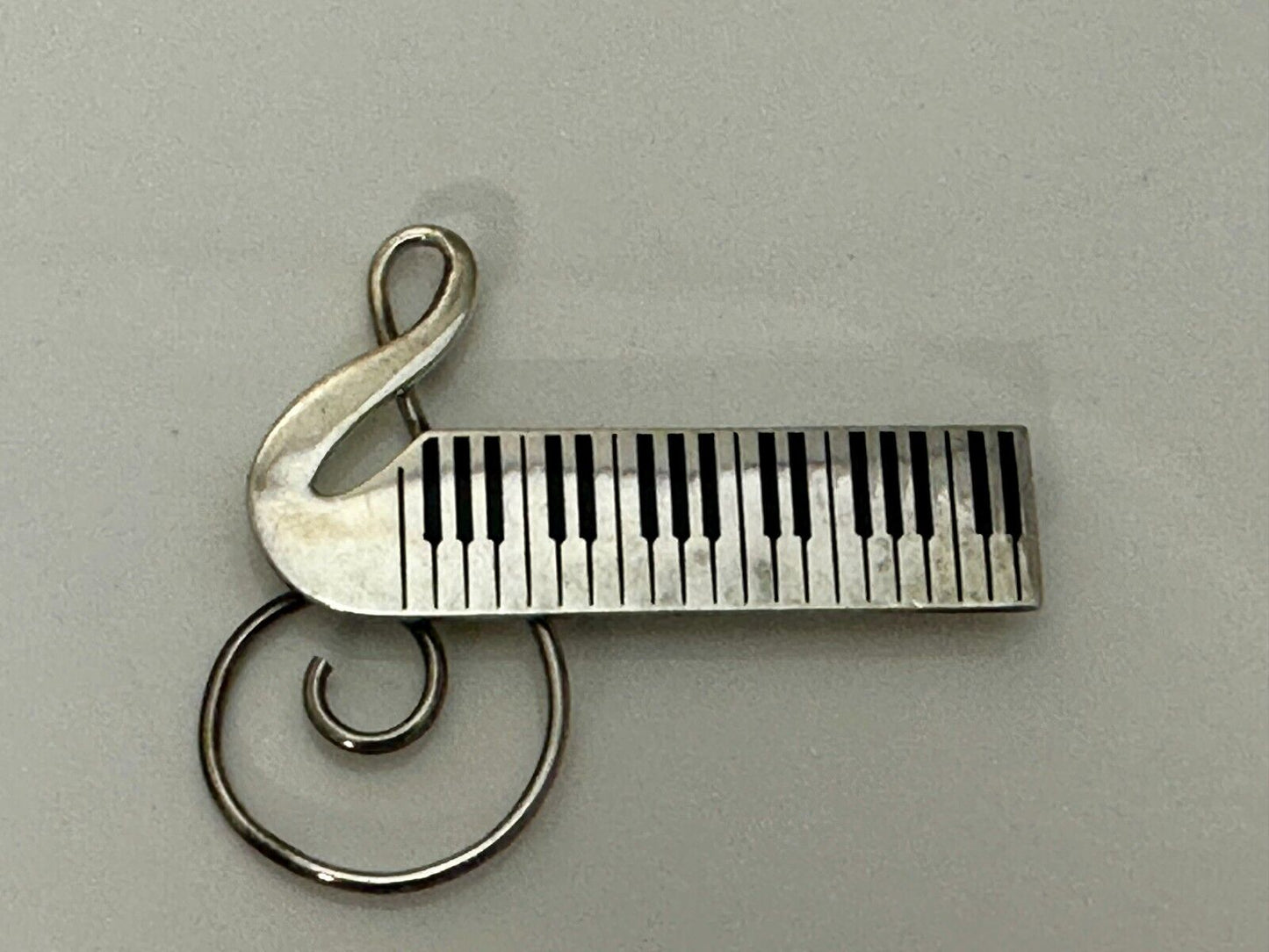 Treble Clef Piano Music Keyboard Musician Vtg. Brooch Pin Sterling 925 Mexico