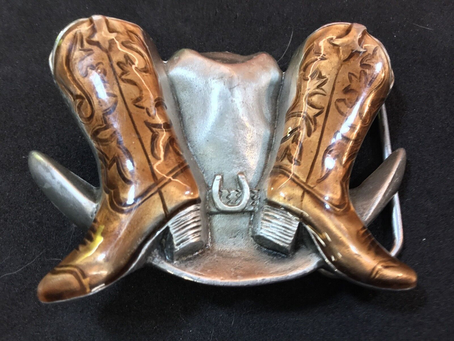1995 Gap Cowboy Hat & Boots Western, rodeo Horse Shoe Belt. QUALITY!