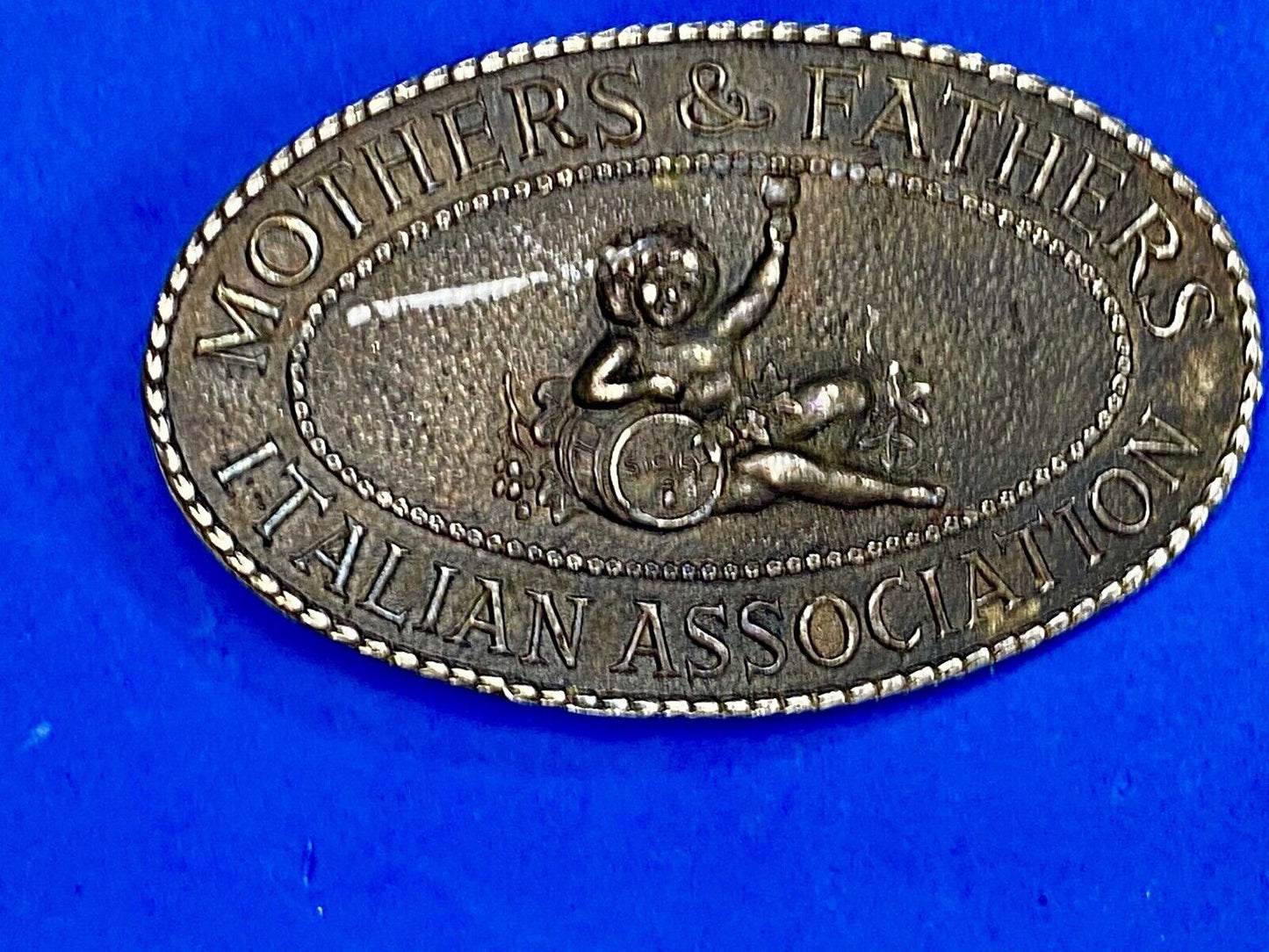 Vintage 1970's rare Belt Buckle Mother's & Father's Italian Association Sicily