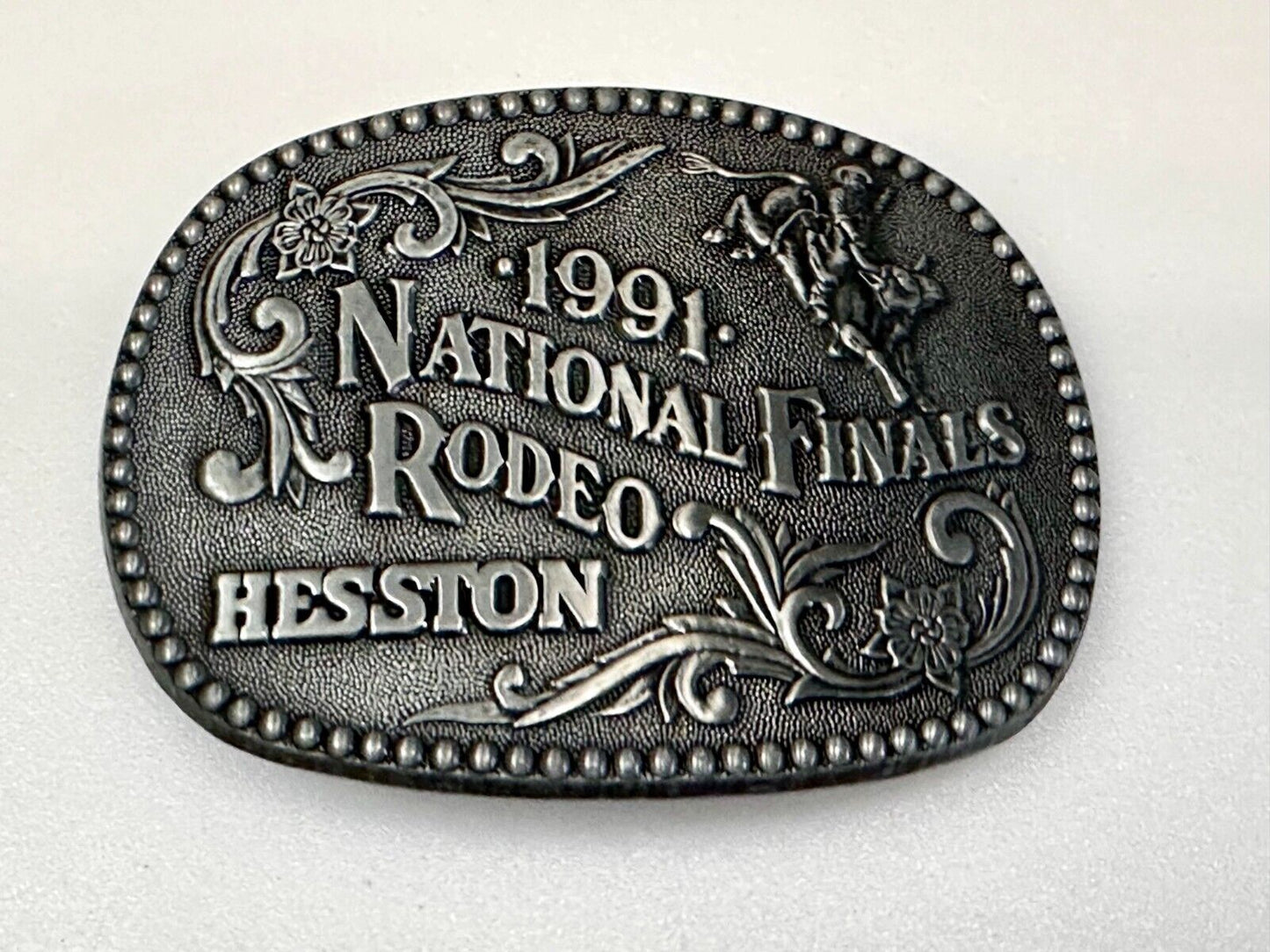 1991 ADM Hesston NFR National Finals Rodeo Cowboys Western Belt Buckle