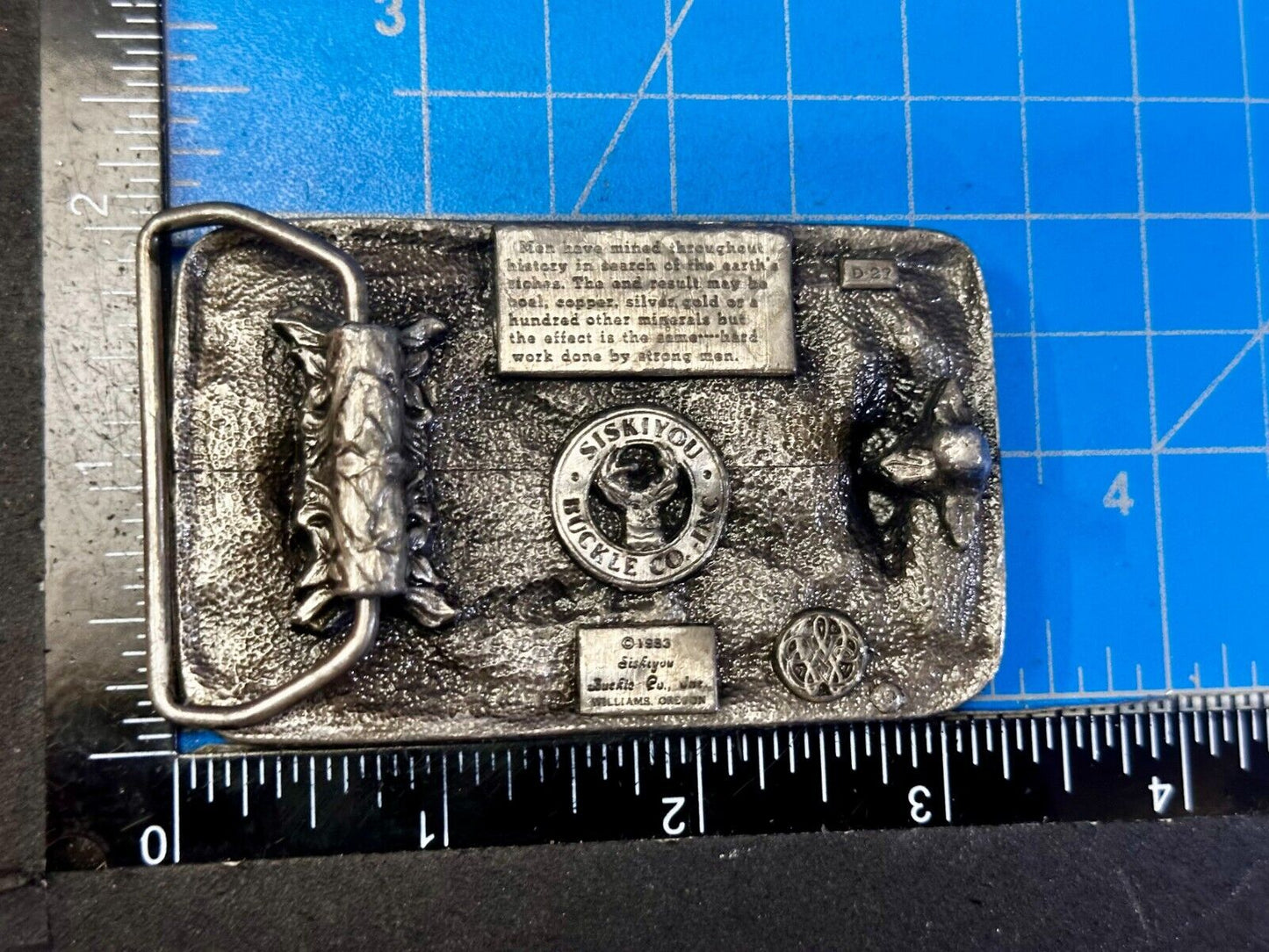Underground Miners Processing Mill Historical Vintage 1983 Siskiyou Belt Buckle