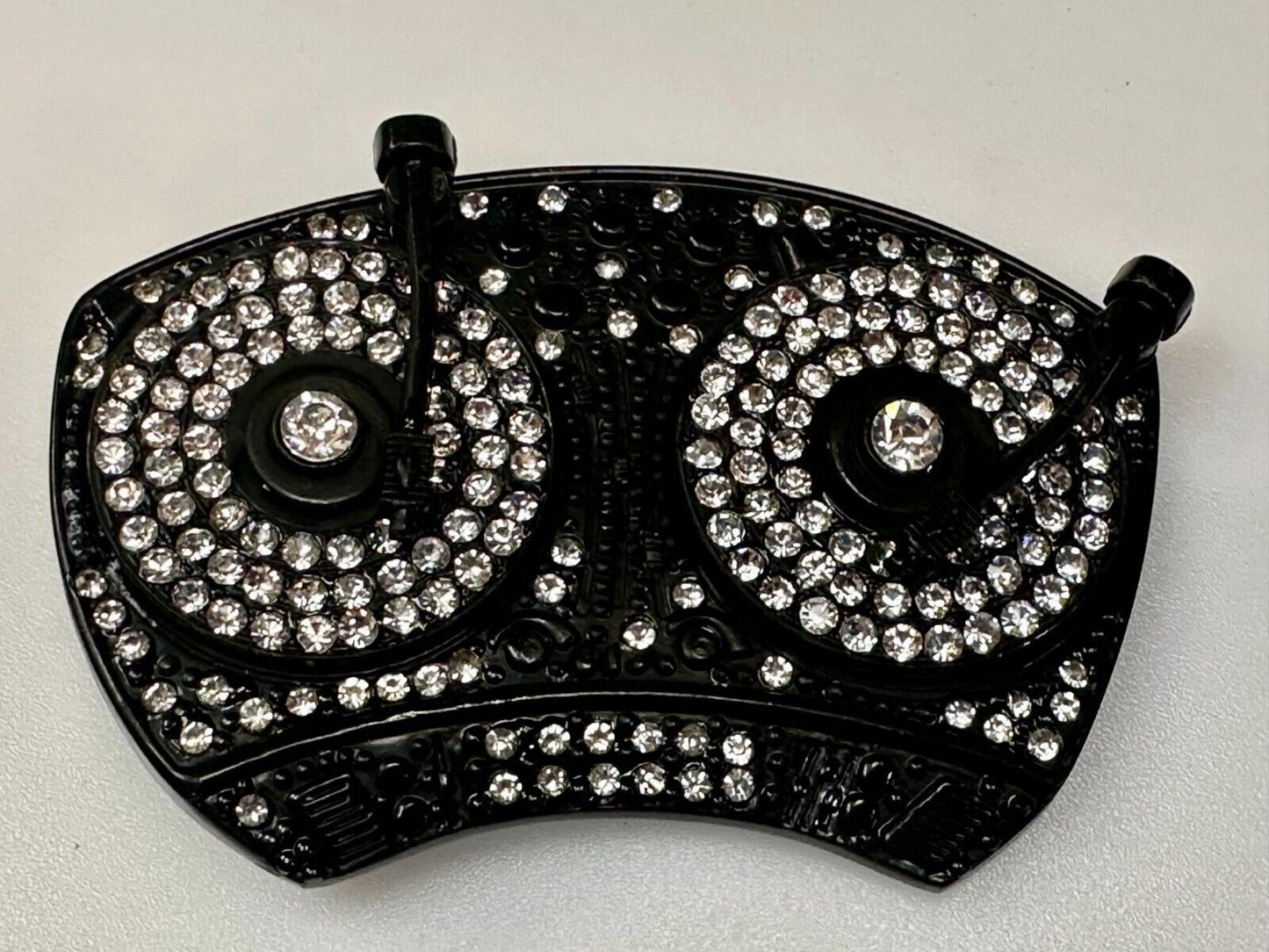 Spinner DJ Turntables Record Player Rhinestone Accented Turning Belt Buckle