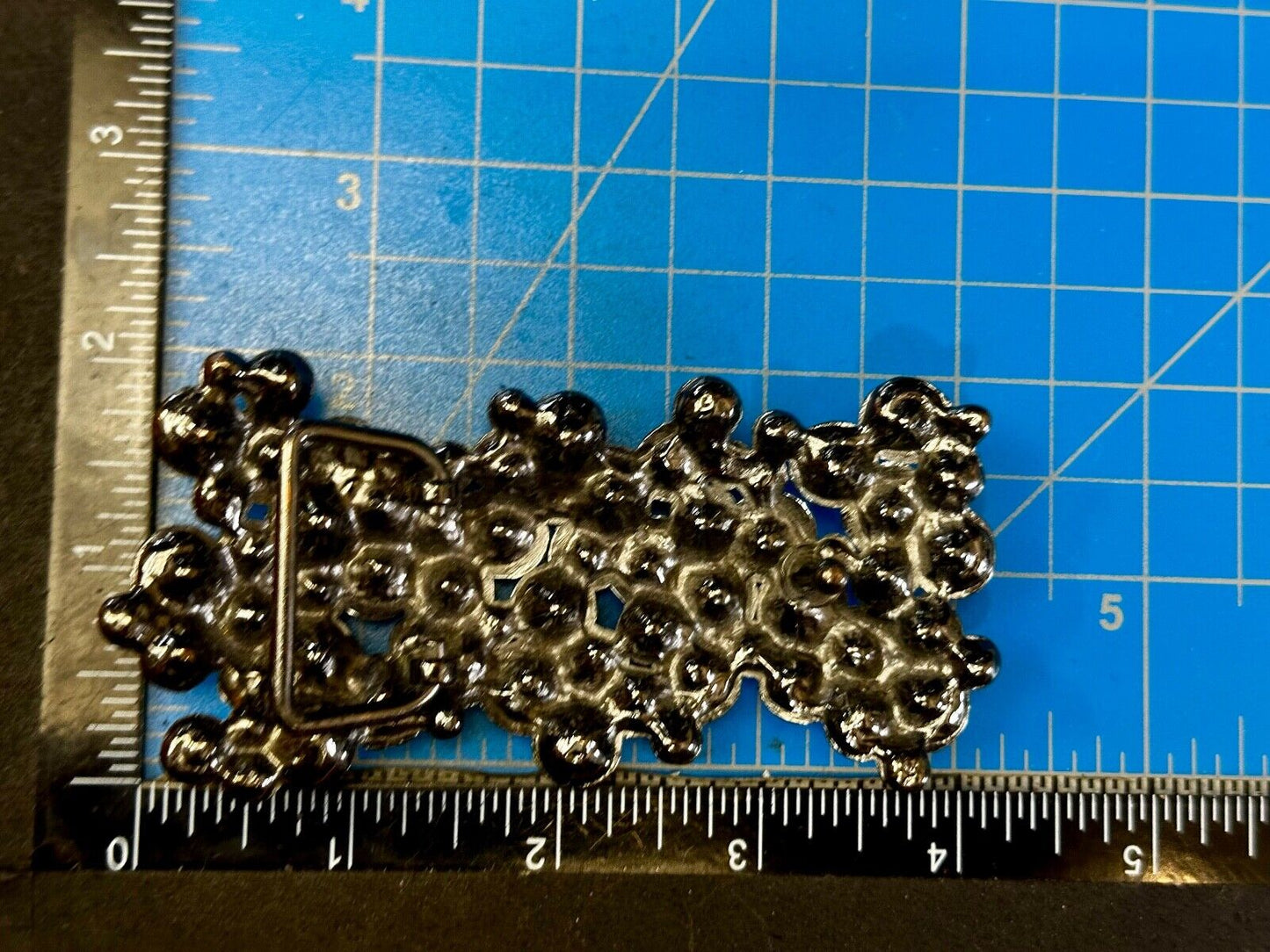 Black Rhinestone Cluster / Covered Retro Women's 4" Wide Belt Buckle