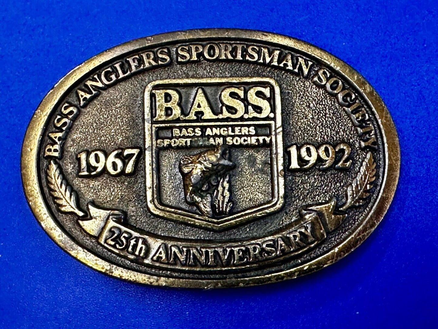 1992 Bass Anglers Sportsman Society Club 25th Anniversary Fishing Belt Buckle