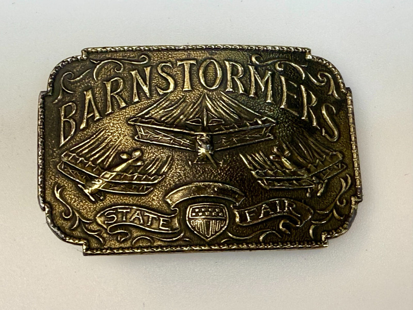 Barnstormers State Fair Show Bi Plane Fixed Wing Aircraft Lewis Belt Buckle