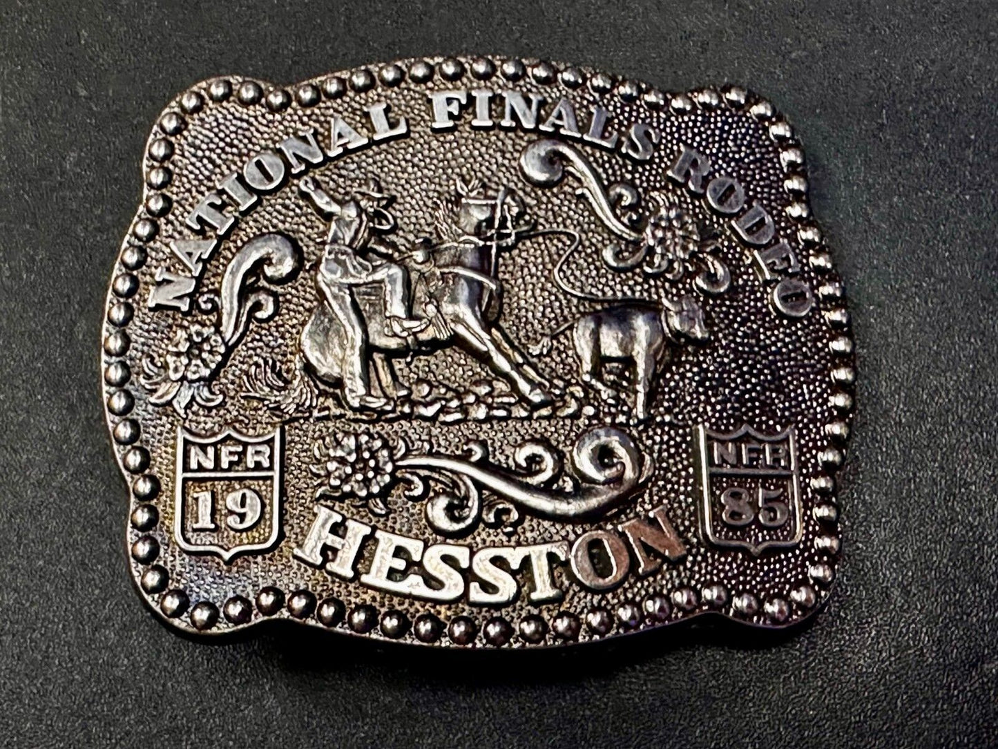 1985 Hesston NFR National Finals Rodeo YOUTH SIZE Western Collectors Belt Buckle